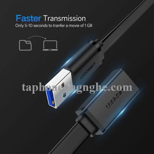Ugreen 30128 0.5M màu Đen Cáp tín hiệu nối dài USB 3.0 dáng dẹt cao cấp US129 30030128